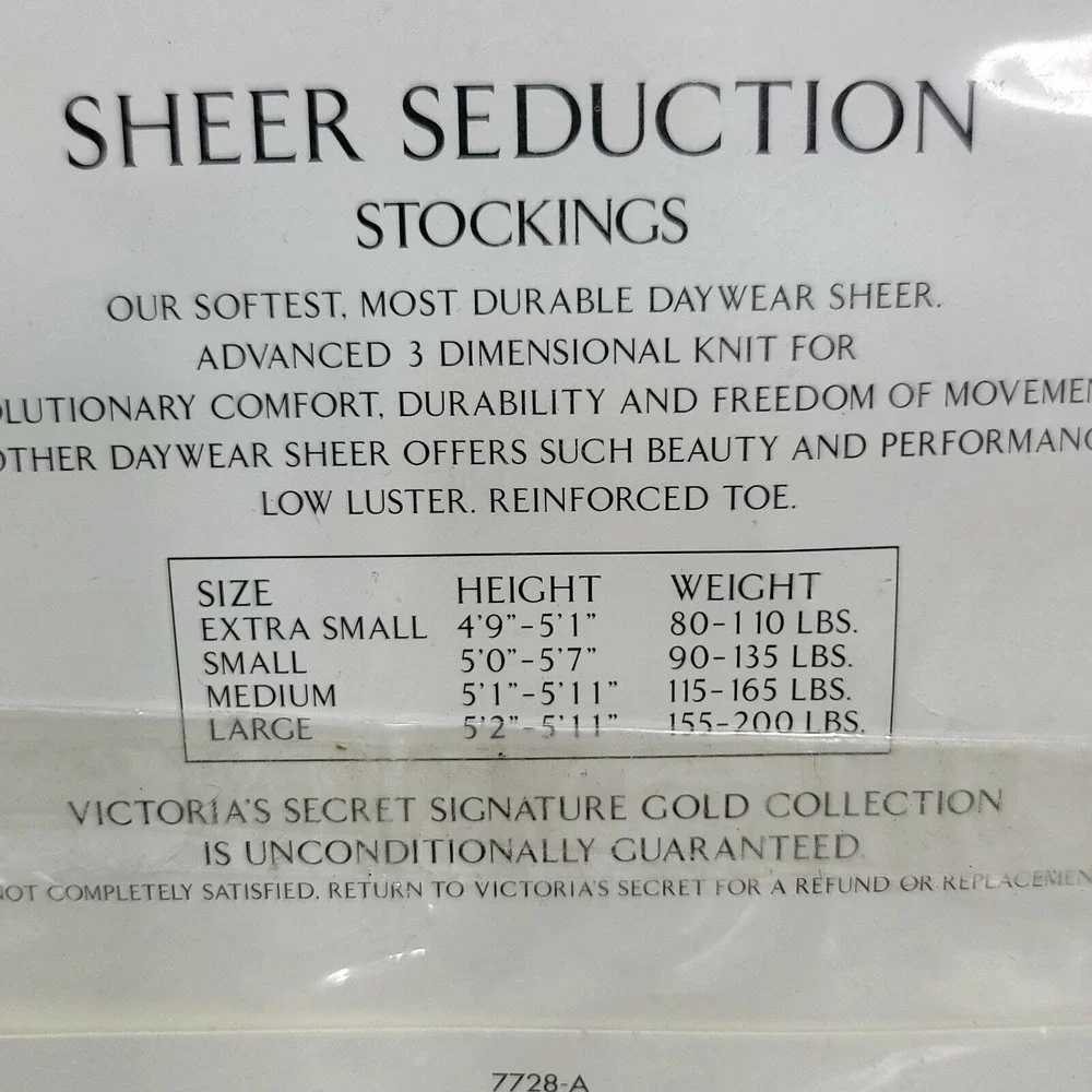 Vintage Victorias‎ Secret Signature Gold Sheer Seduction Stockings Black XS